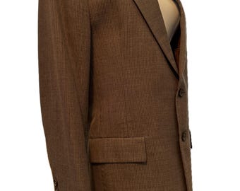 Blazer vintage da uomo Christian Dior marrone a righe, giacca sartoriale Hart Schaffner & Marx, cappotto in misto lana foderato Dior CD