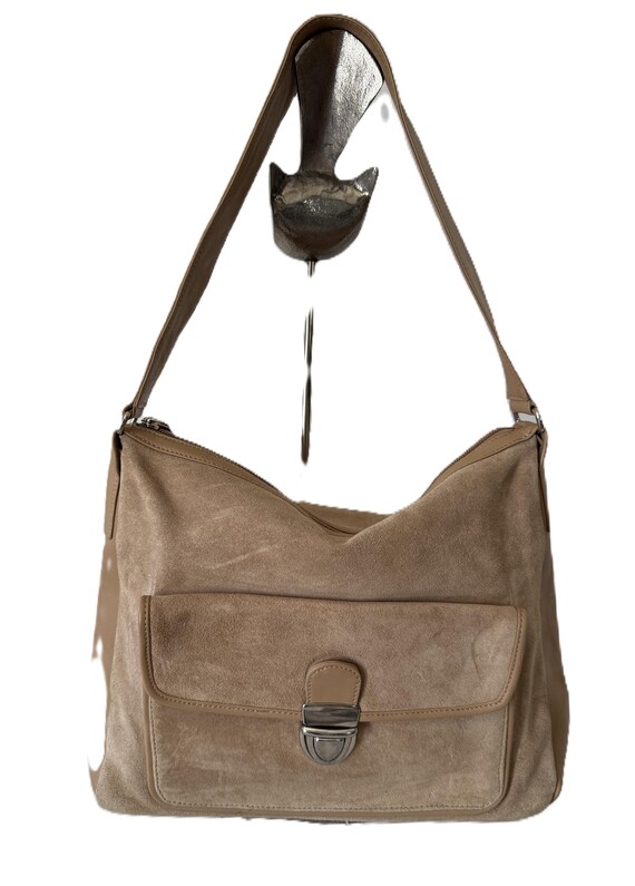 Talbots camel suede and leather structured handba… - image 8