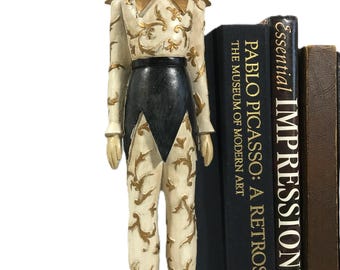 Vintage Harlequin Statue, Vtg Mid Century Carved Harlequin