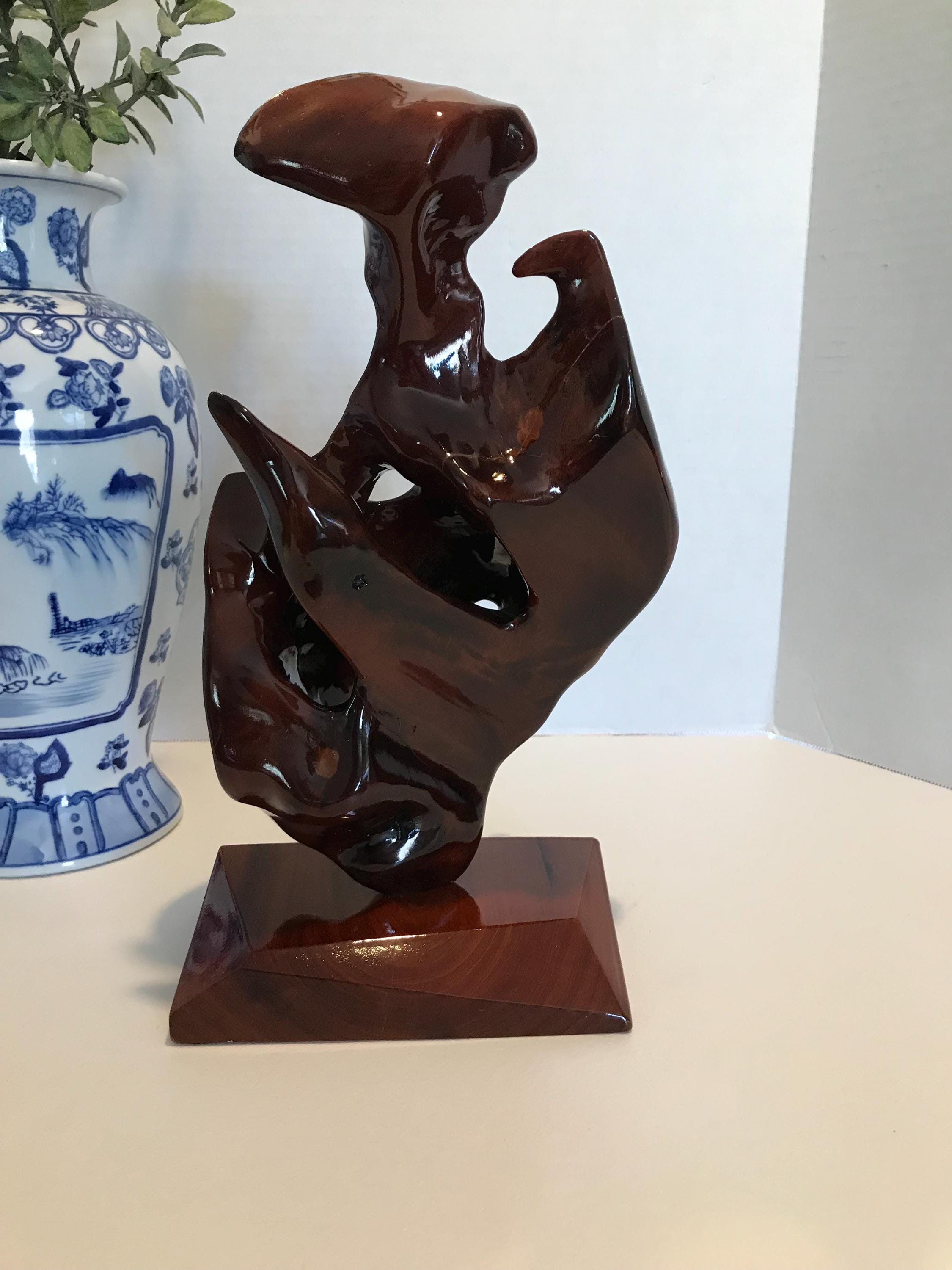 Reggie Medford Abstract Mahogany Sculpture, Organic Modern Wood