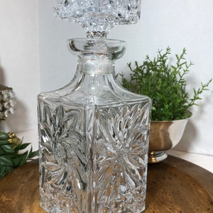 Vintage 1960s German Hand-Cut Crystal Whiskey Decanter – Pinwheel Design