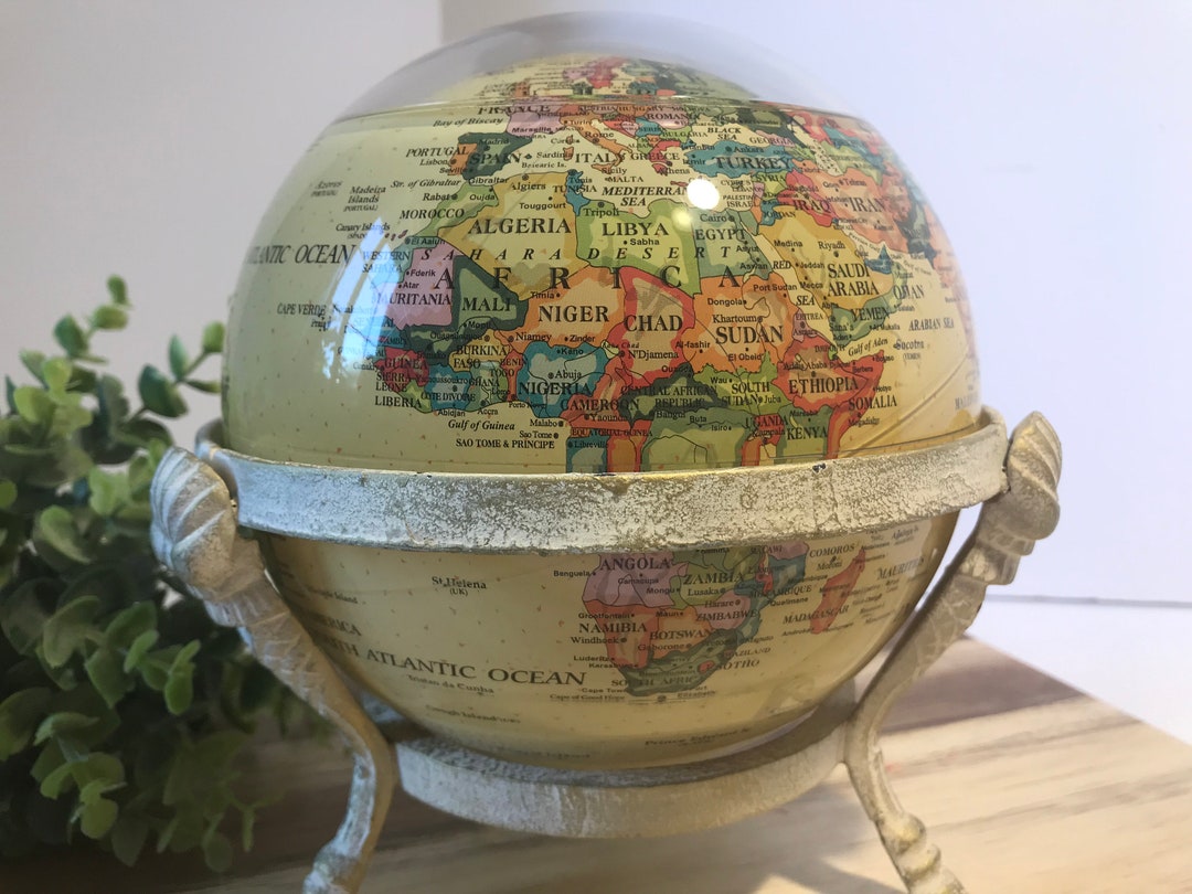 Vintage Unique World Globe Floating in Water, Vintage Clear Globe That is by Water
