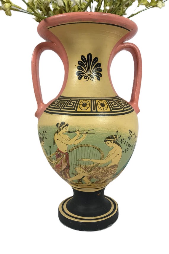 手描き陶器製花瓶 陶器製花瓶 手描き花模様 トルコ手描き陶器の飾り