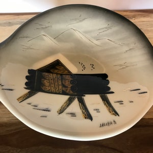 Vintage Mid Century Sascha Brastoff white footed fish shaped ceramic serving plate, MCM Sascha Brastoff, Vintage Sascha Brastoff