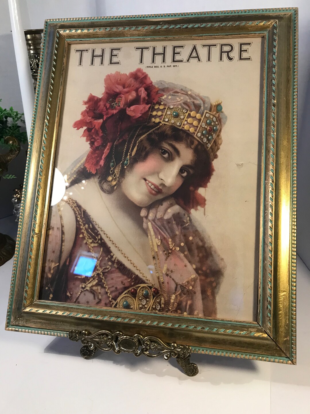 Vintage Framed Print, Vintage the Theatre Gold Framed Print, Vintage