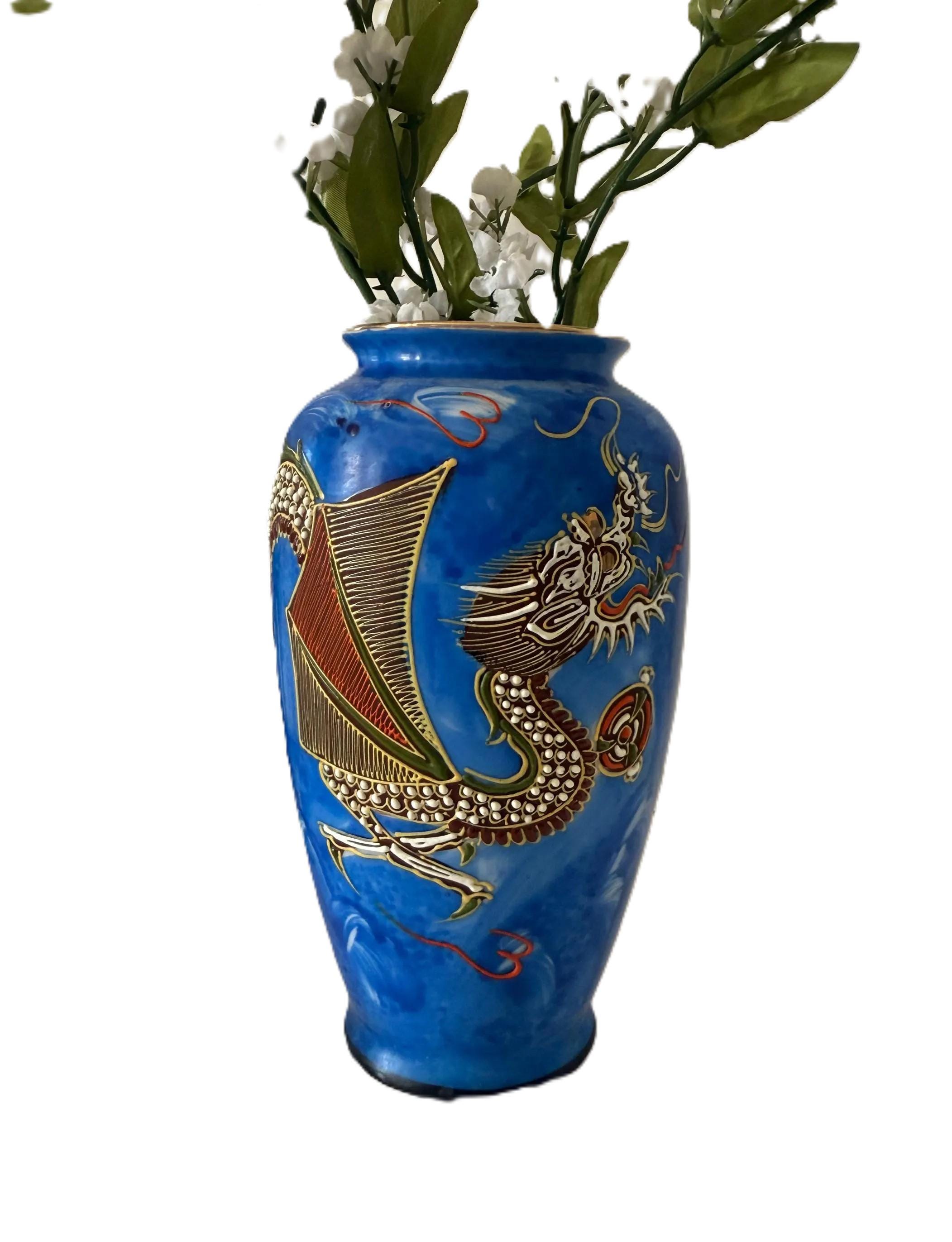 ドラゴン装飾 陶器花瓶 Dragon vase - Etsy 日本