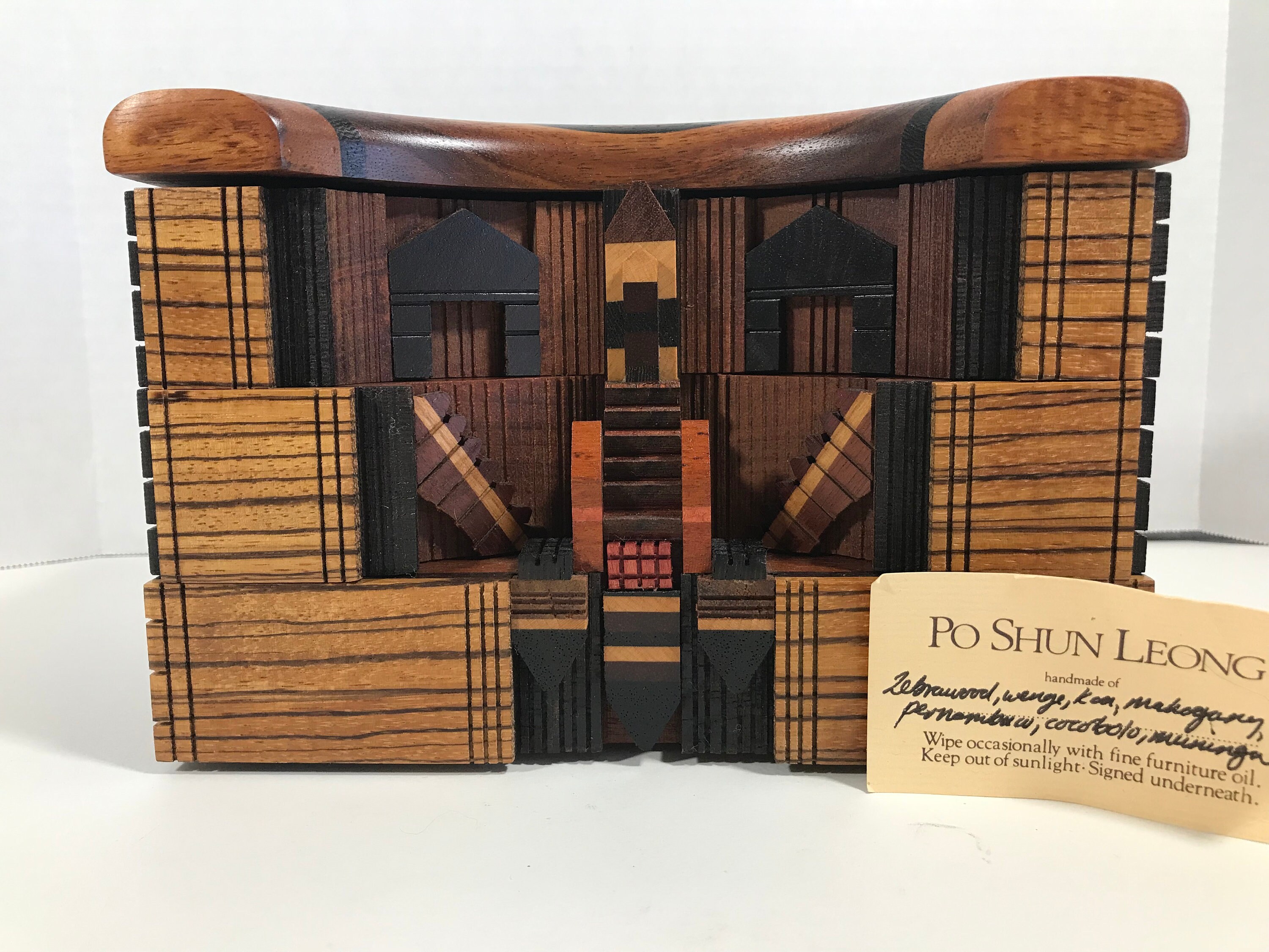 Vintage Po Shun Leong Signed Wooden Box, Po Shun Leong Tromp