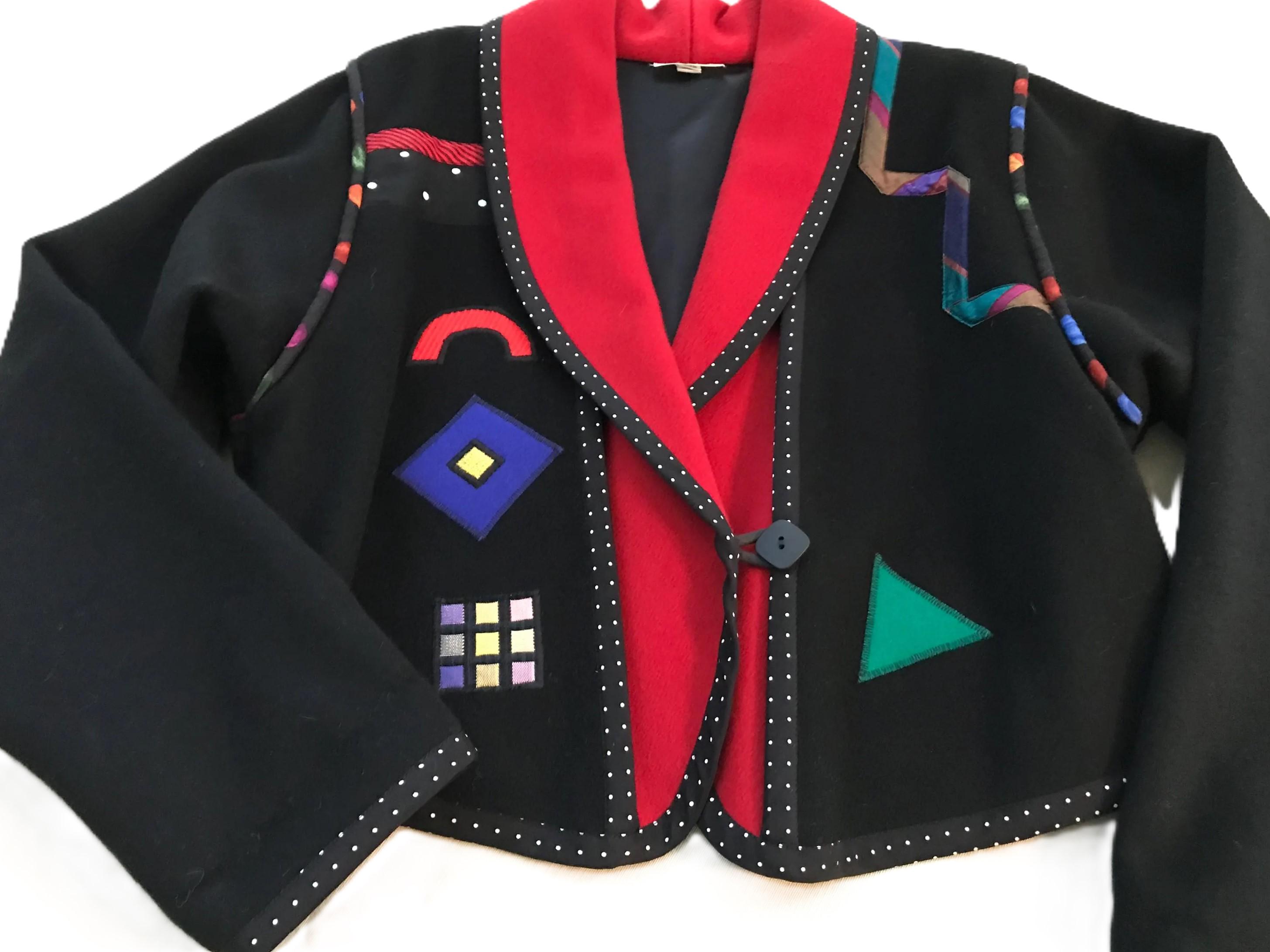 1980年代のヴィンテージポップアートスタイルのウールコート、80年代の