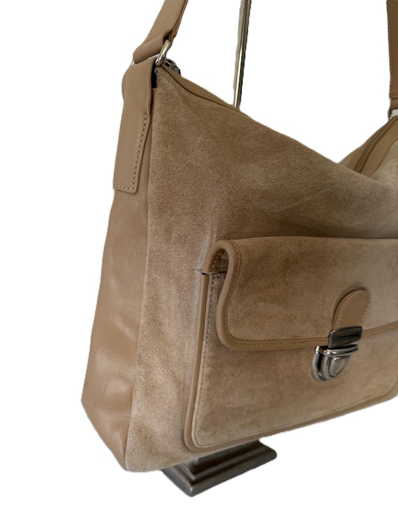 Talbots camel suede and leather structured handba… - image 5