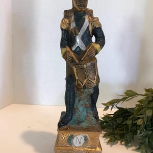 Vintage soldier statue, Vintage ceramic Napoleonic soldier decanter figurine 12.75", Vintage soldier figurine, French soldier statue
