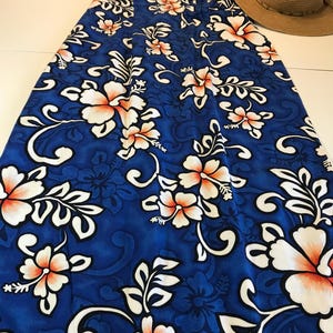 Vintage Hawaiian style maxi dress, Vintage Hilo Hattie blue floral tropical Hawaiian style long cotton dress, Vintage Hawaiian dress
