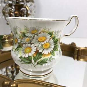 Vintage Queen&#39;s bone china teacup, Queen&#39;s Special Flowers October Daisy fine bone china teacup, Vintage fine china teacup, made in England