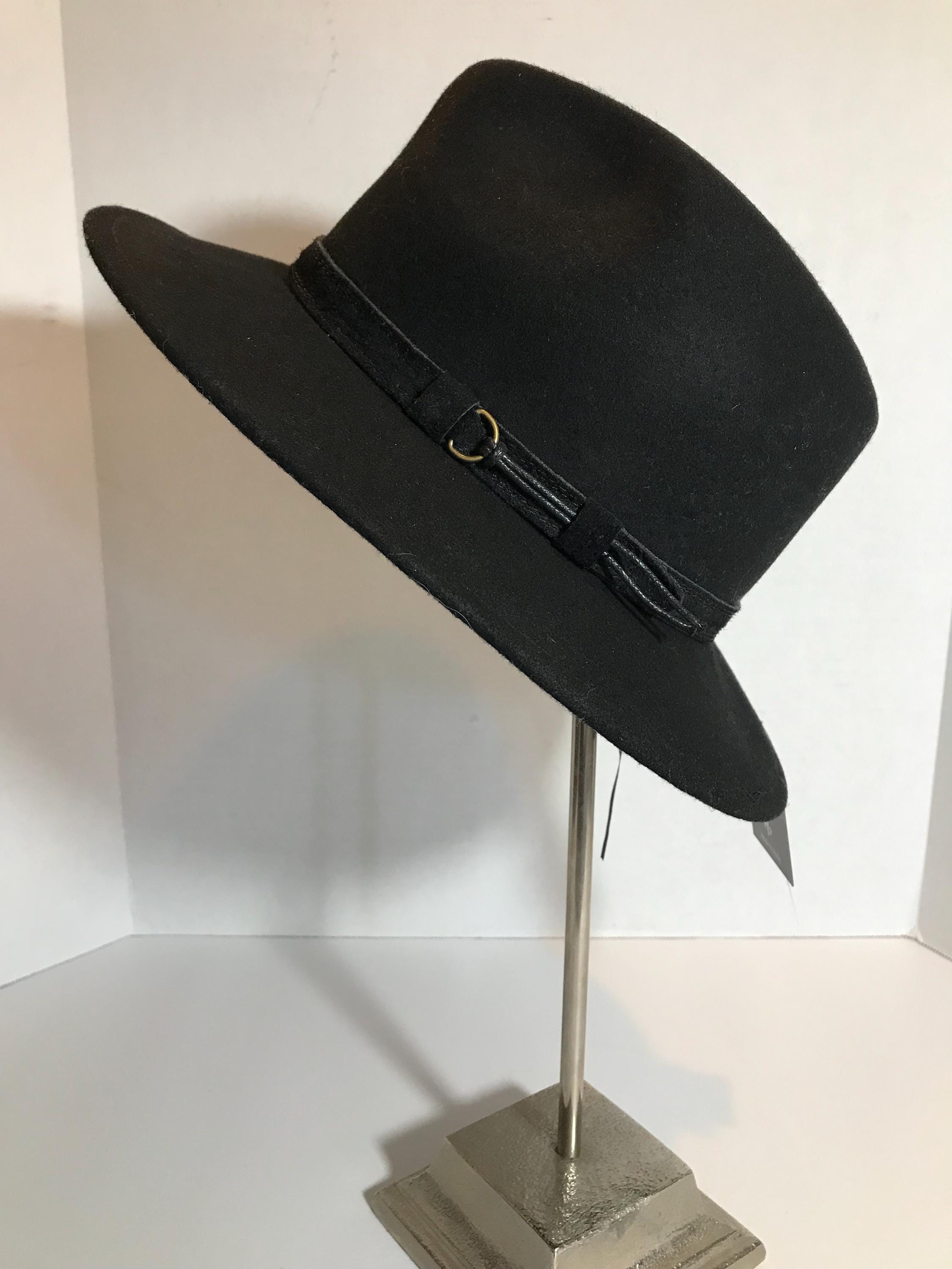 Gelso Bianco Black Wool Fedora Hat Gelso Bianco Firenze Made In Italy Black 100% Wool Hat W  main image 2