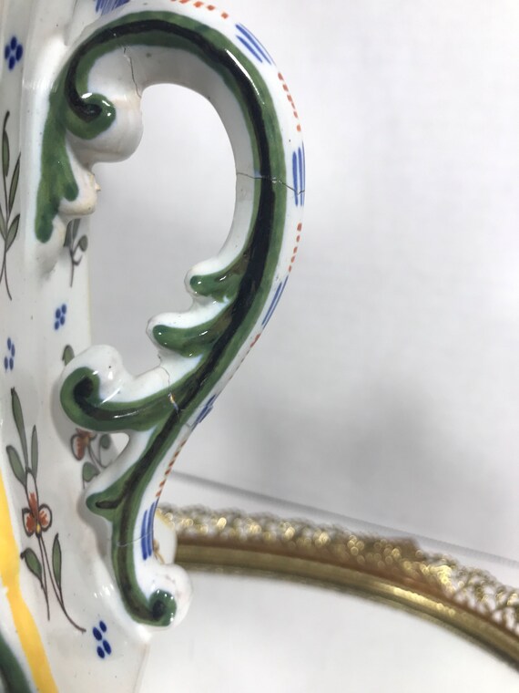 ヴィンテージ フランス ルーアン 陶器 花瓶、ヴィンテージ ルーアン 青