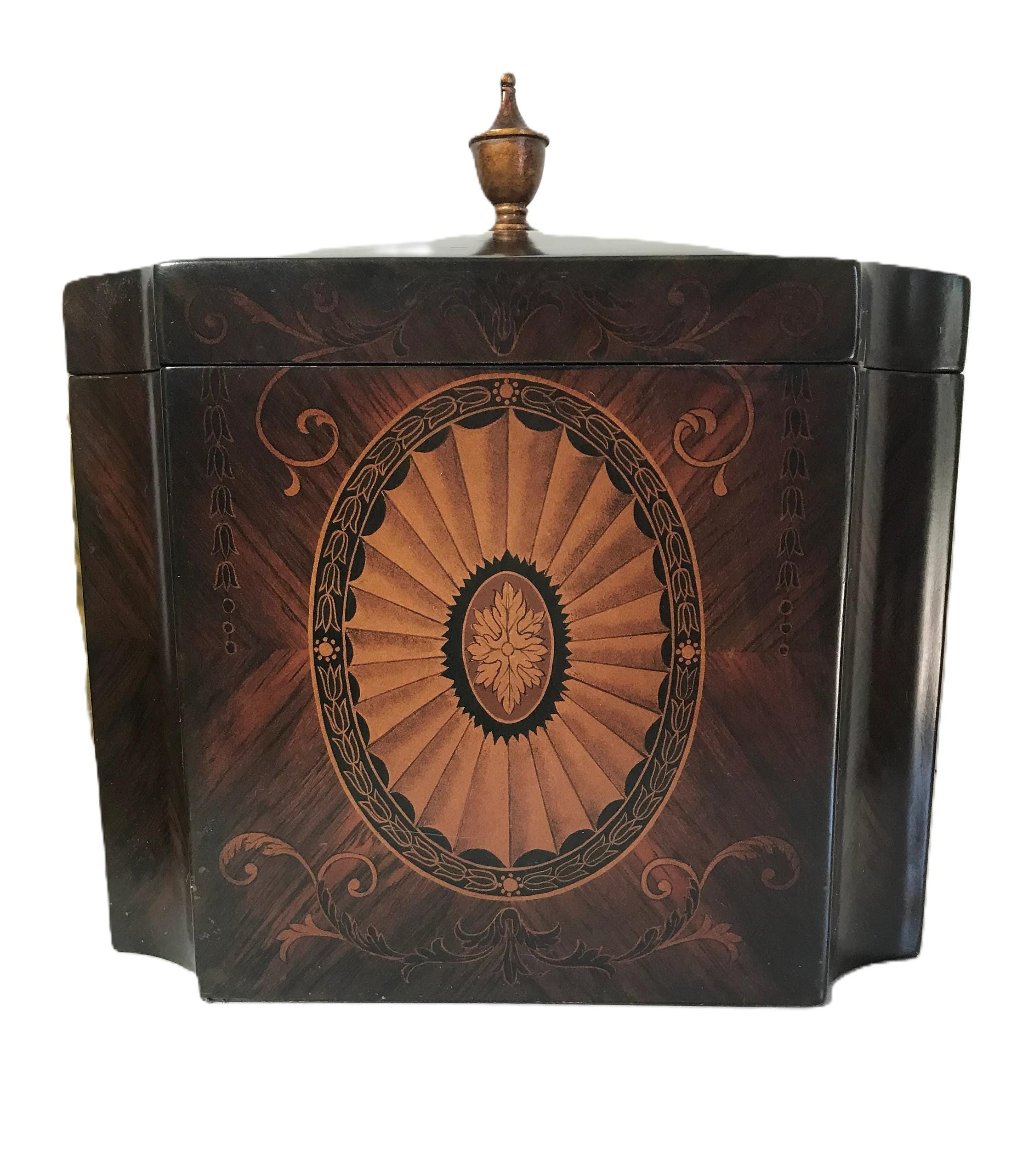 Vintage 90s Large Desk Box Wood Hinged Box, Wood Veneer Table Box