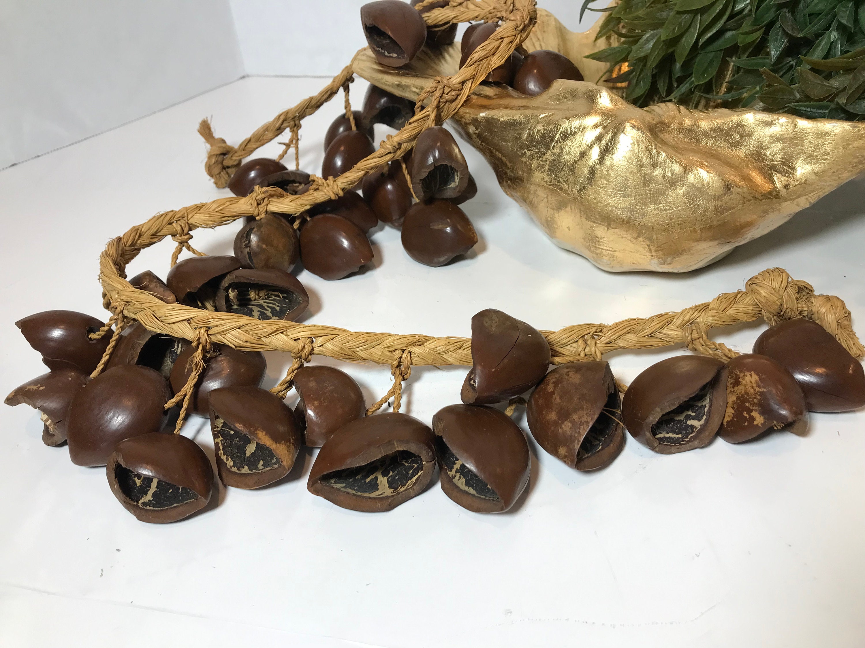 Vintage Large Nutshell Strand, Vintage Strand of Nut Shells on Braided ...