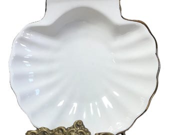 Porcelain shell small dish, white ceramic small clam shell trinket dish, elegant small seashell bowl, Porcelain by Design petite shell dish