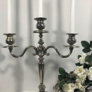 Vintage Silver Plate candelabra, Vintage silverplate candle holder, Vtg tarnished silverplate triple arm candelabra, holiday candle holder