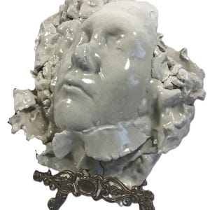 Vintage Keramik Gesichtsskulptur, VTG 3 dimensionale Skulptur von männlichem oder weiblichem Gesicht, Keramik Gesichtsskulptur Form, die aus Ton entsteht