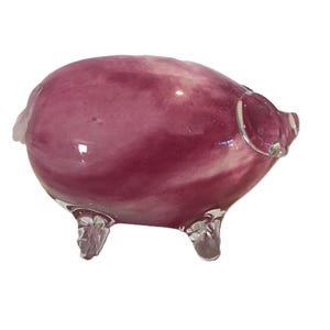 Glass pink pig figurine, marbled pink glass figurine, tye die pink heavy glass small figurine, pig decor, pig shelf sitter