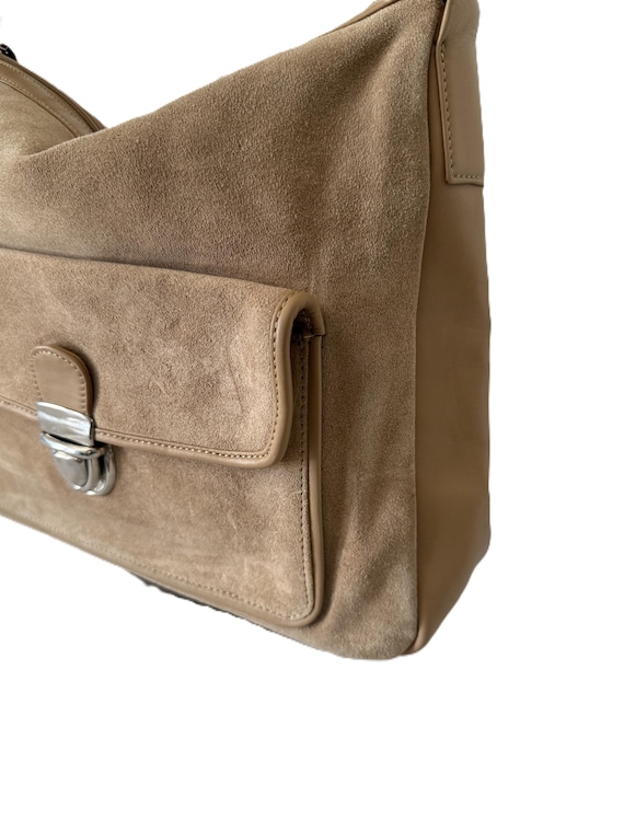 Talbots camel suede and leather structured handba… - image 6