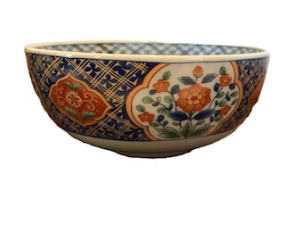 Vintage Asian floral design porcelain bowl, Vintage Chinoiserie style 6.5" bowl, Elegant floral design Chinoiserie ceramic bowl