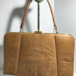 Vintage 1960s echte Schlangenleder Tasche Henkeltasche Henkeltasche Henkeltasche braun , Vintage mod braun Schlangenleder Geldbörse Henkeltasche Henkeltasche
