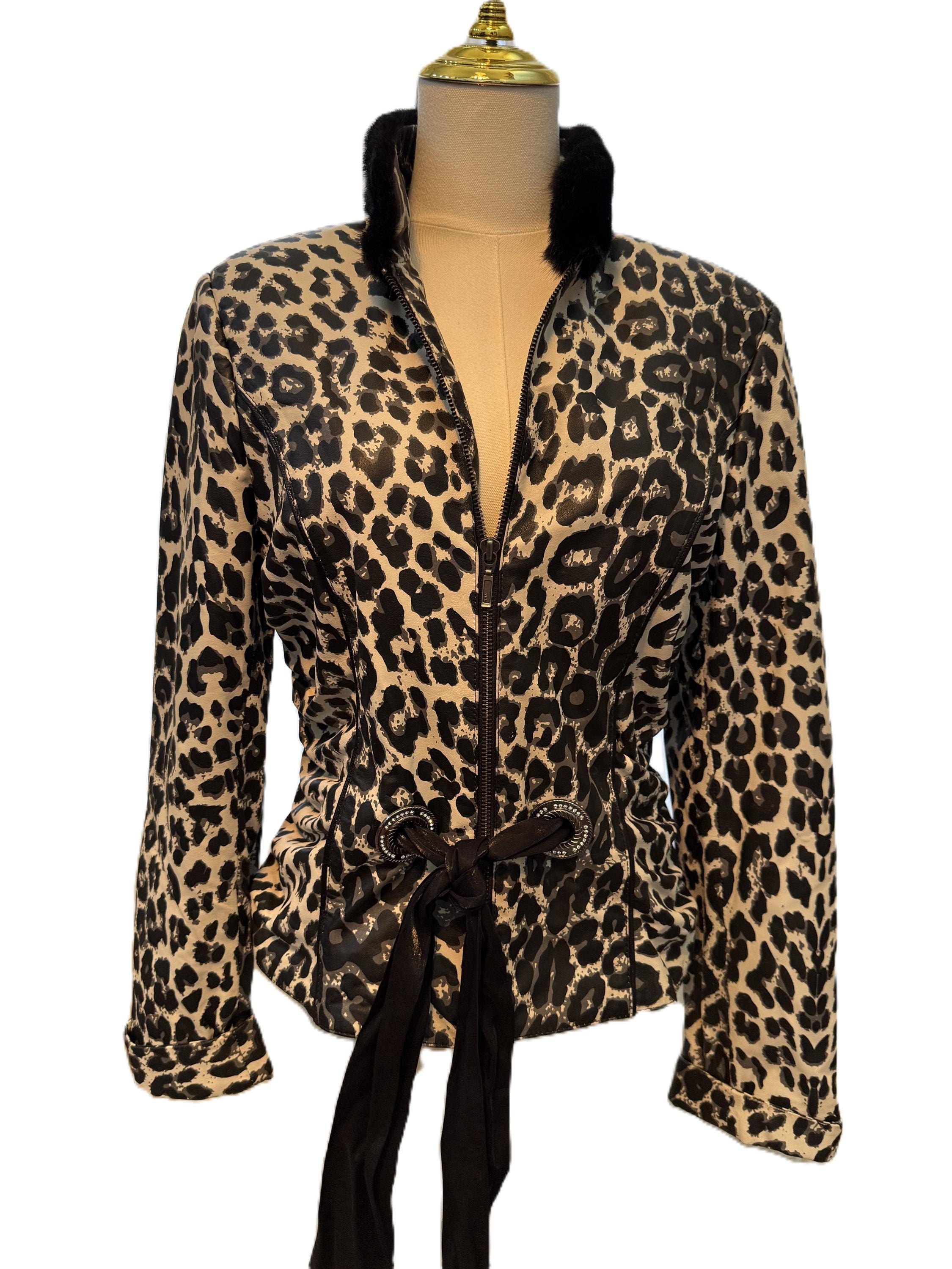 Vintage Dio Gomez by Derma Leather Leopard Jacket With Fur Collar