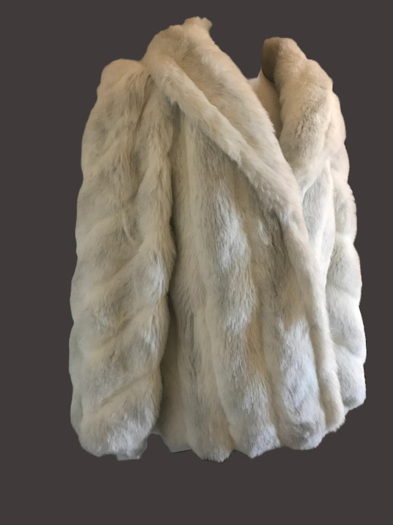 Vintage Jordache Faux Fur Silver Fox Coat Size 11, Vintage