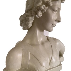Vintage Roman Bust Statue Large Classical Female Sculpture 14"