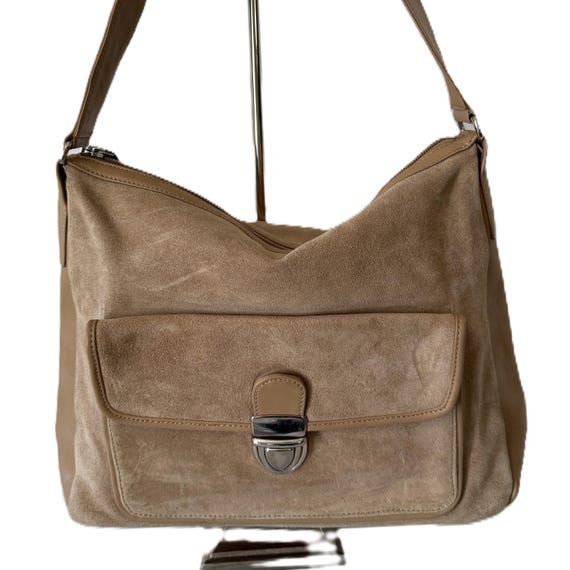 Talbots camel suede and leather structured handba… - image 2