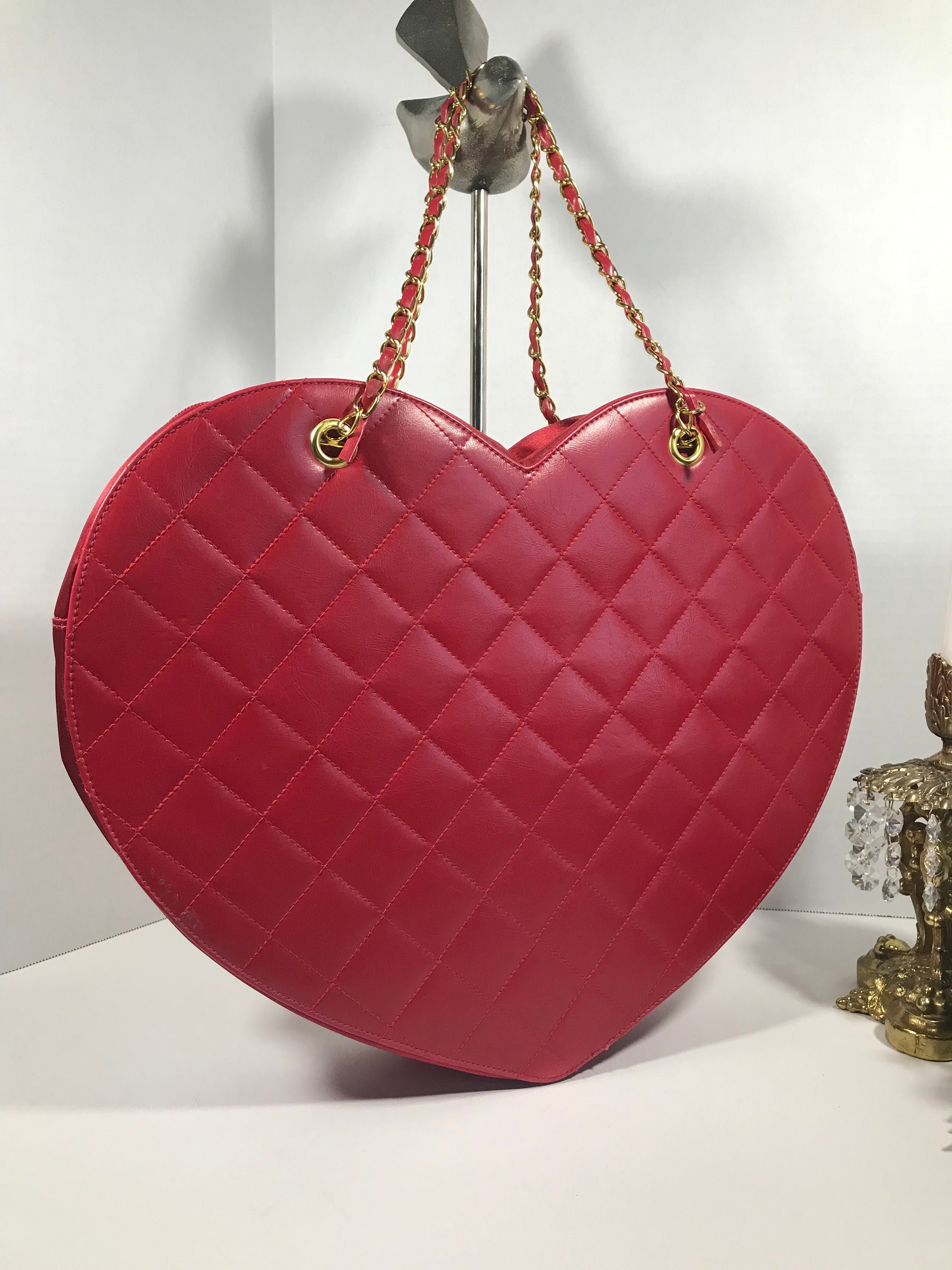 Vintage Frederick s of Hollywood Large Red Quilted Heart Handbag Tote Vintage Frederick s of Hollywood Large Red Heart Shaped Handbag Purse Etsy