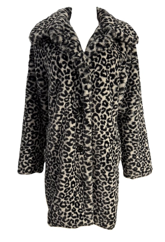 Ann Taylor Faux Fur Leopard Print Coat, Size S Pe… - image 1