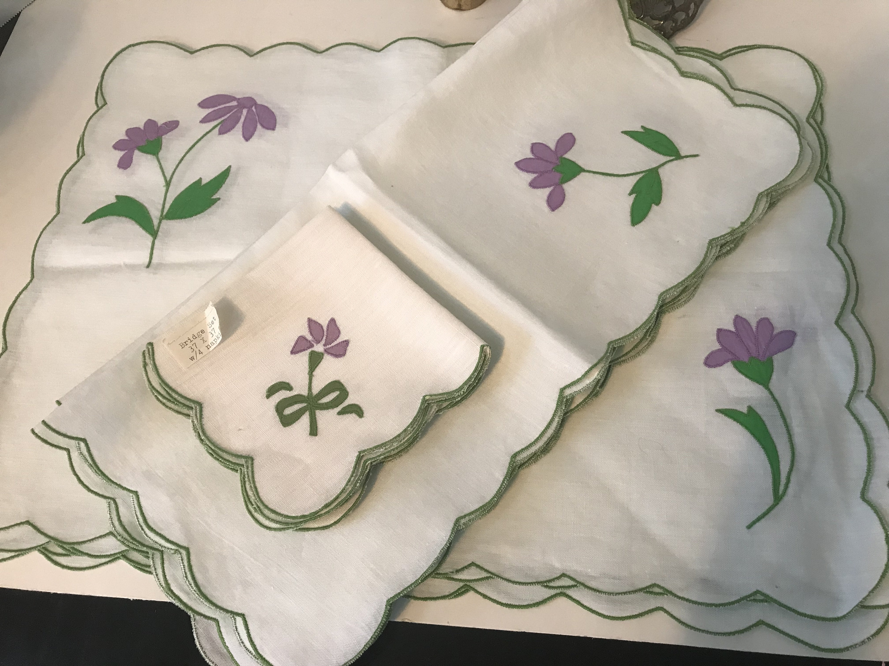 Ensemble De 6 Sets De Table + 6 Serviettes En Lin Blanc - D Porthault Vintage