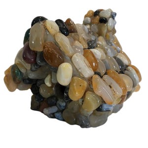 Vintage Handmade Stone Mosaic Birdhouse, Polished Rock Folk Art Decor