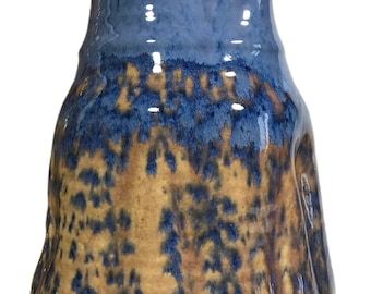 Vintage Keenan Studio Pottery Vase, Blue Brown Drip Glaze Ceramic Pitcher Vase, Hand Thrown Signed Artisan Pottery