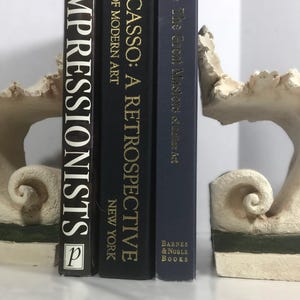 Vintage wall sconces, Vtg ceramic ornate wall sconce bookends, off white and green wall sconce, Vtg Grecian style leaf design wall sconce