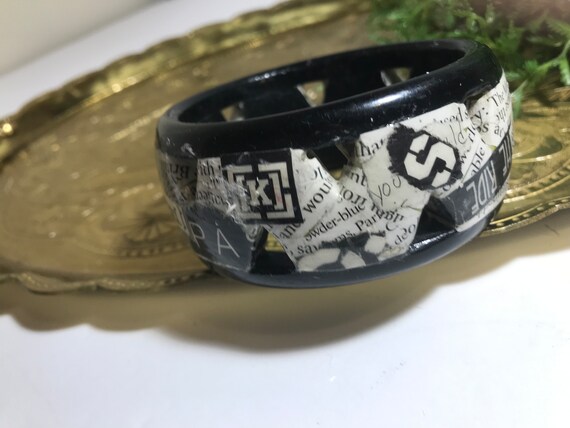 Vintage lucite decoupage bangle bracelet, vintage… - image 7