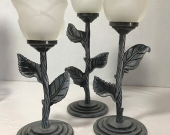 Portacandele decorativi in vetro, stile retrò, 6 pezzi