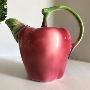 Vintage keramische appelkan, Vtg-slaware-achtige keramische grillige appelkan, VTG-keramische fruitkan gemaakt in Italië