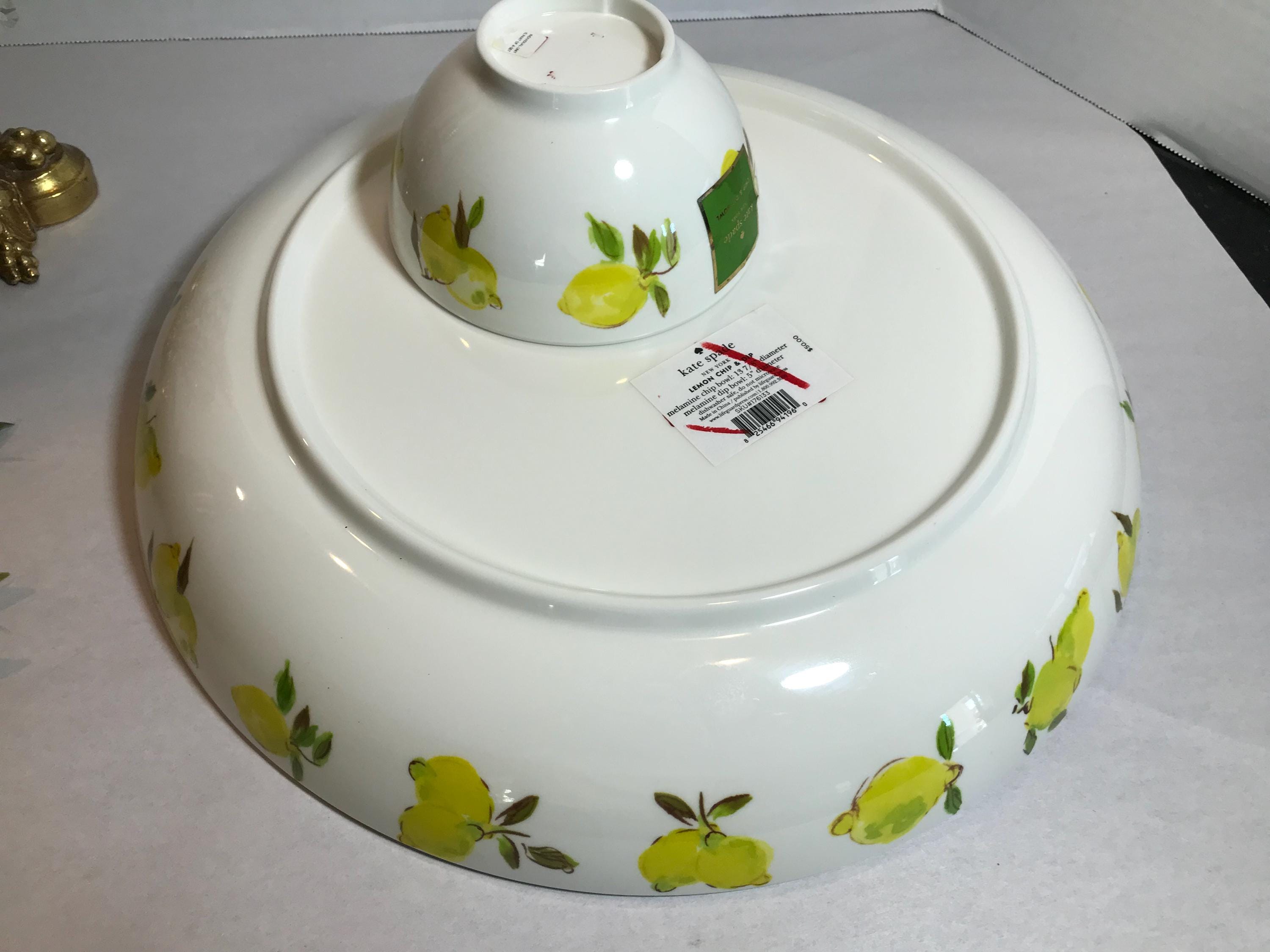 Kate Spade Chips and Dip Plate Set, Kate Spade Yellow and White