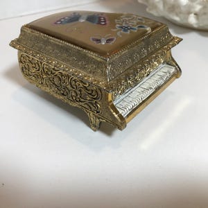 Vintage piano trinket box, Vintage gold metal miniature piano hinged box, gold piano small jewelry box, Piano decor, Piano trinket dish