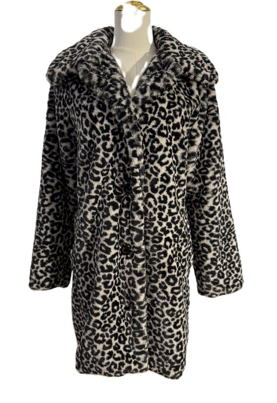 Ann Taylor Faux Fur Leopard Print Coat, Size S Pe… - image 3