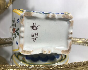 ヴィンテージ フランス ルーアン 陶器 花瓶、ヴィンテージ ルーアン 青