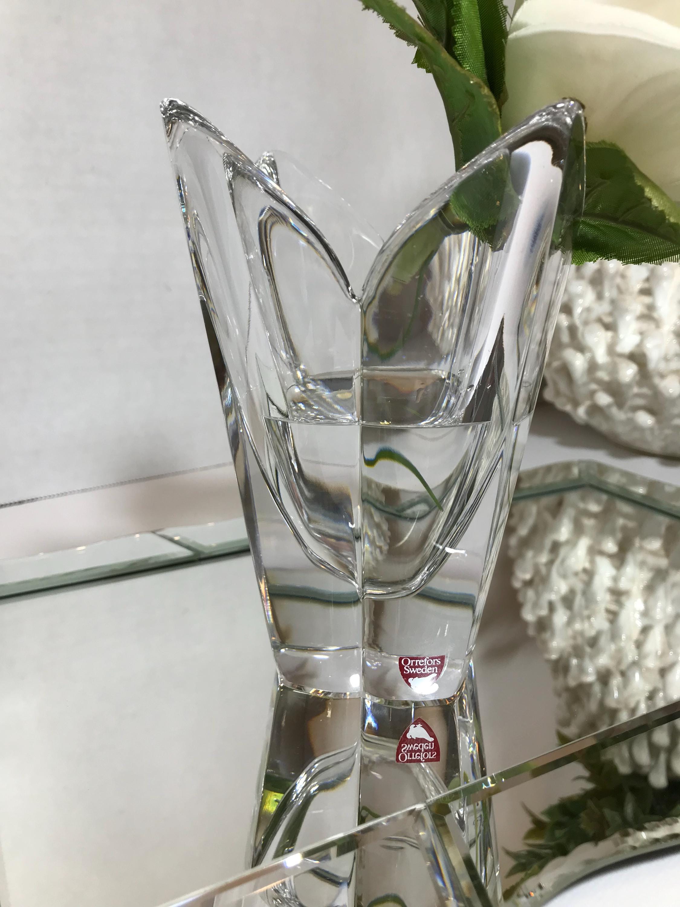 Vintage Orrefors Sweden Crystal Vase, Orrefors Crystal Tulip Shape