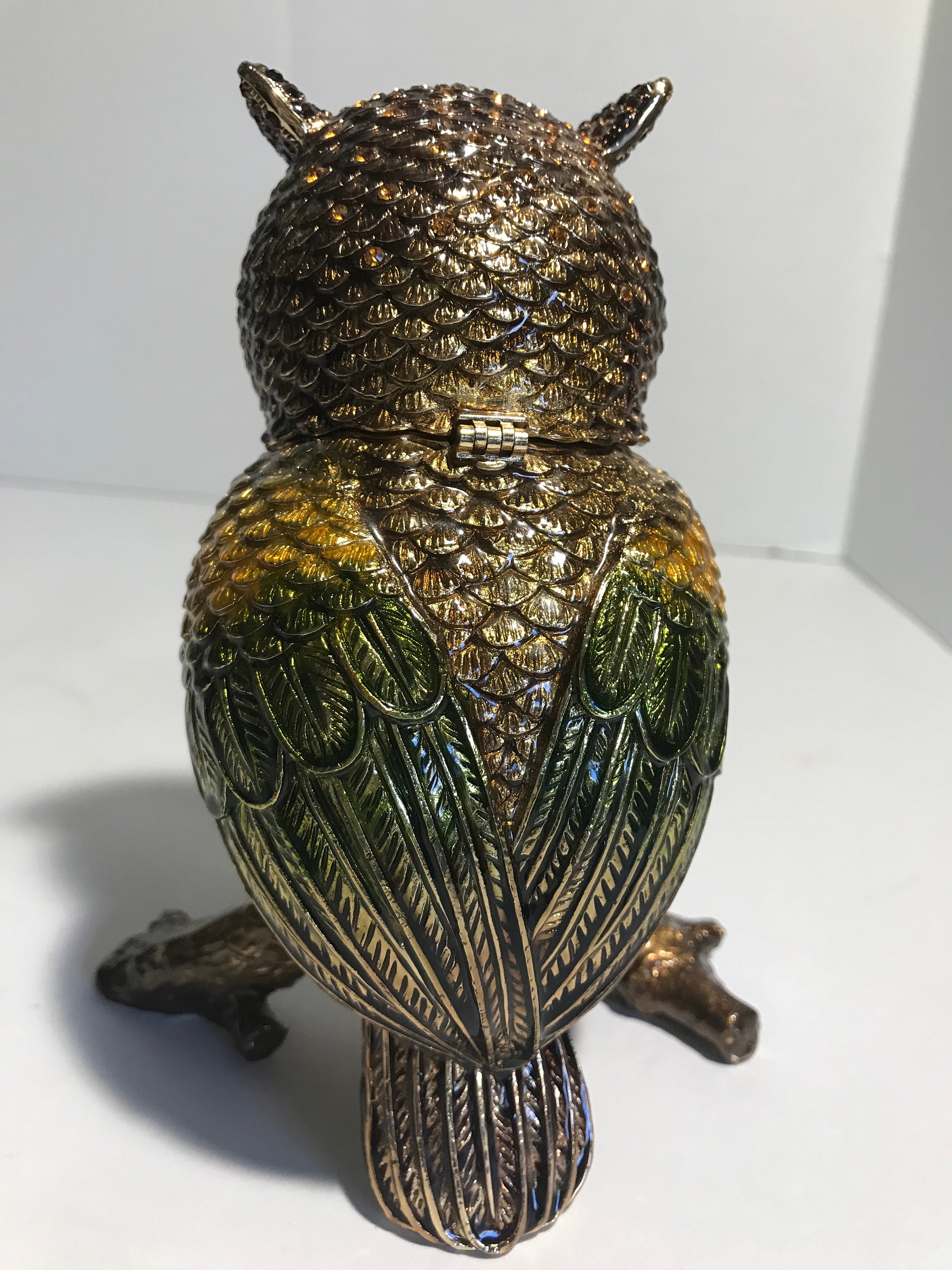 RUCINNI コレクタブル　オウム　宝石付き小物入れ　スワロフスキークリスタル Rucinni Large Swarovski Crystal Jeweled Enamel Owl Trinket