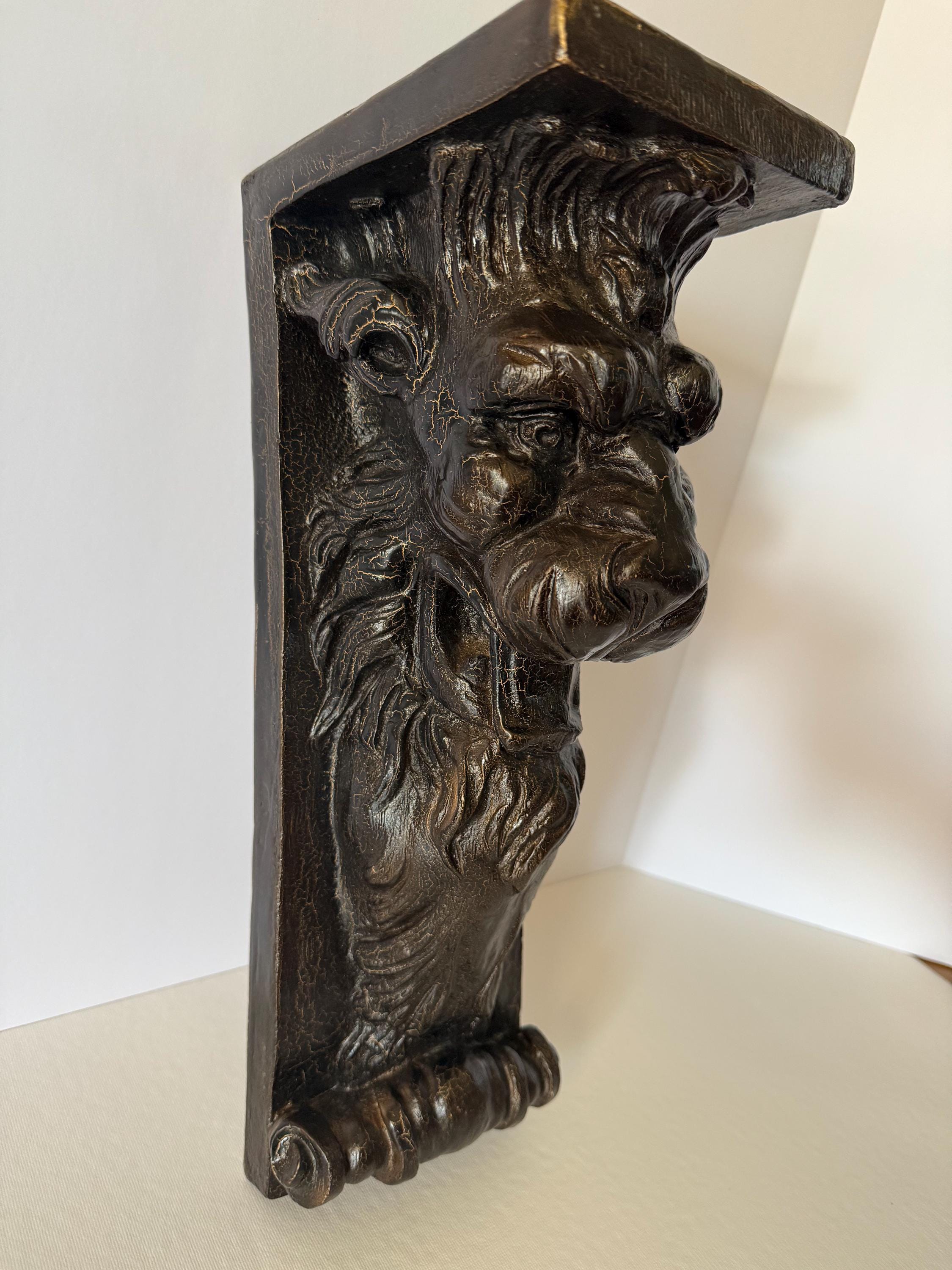 ヴィンテージ 壁掛けライオン スコンス - 石膏シェルフブラケット