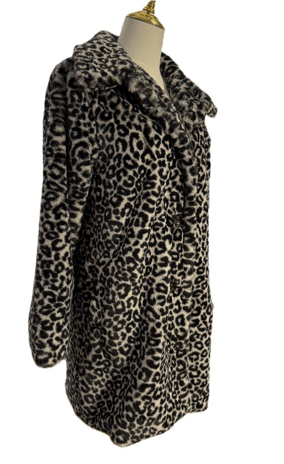 Ann Taylor Faux Fur Leopard Print Coat, Size S Pe… - image 6