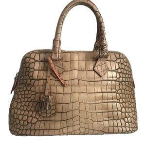 Vintage Dooney and Bourke purse, Dooney and Bourke leather faux croc handbag purse Dooney and Bourke vintage tan leather handbag purse