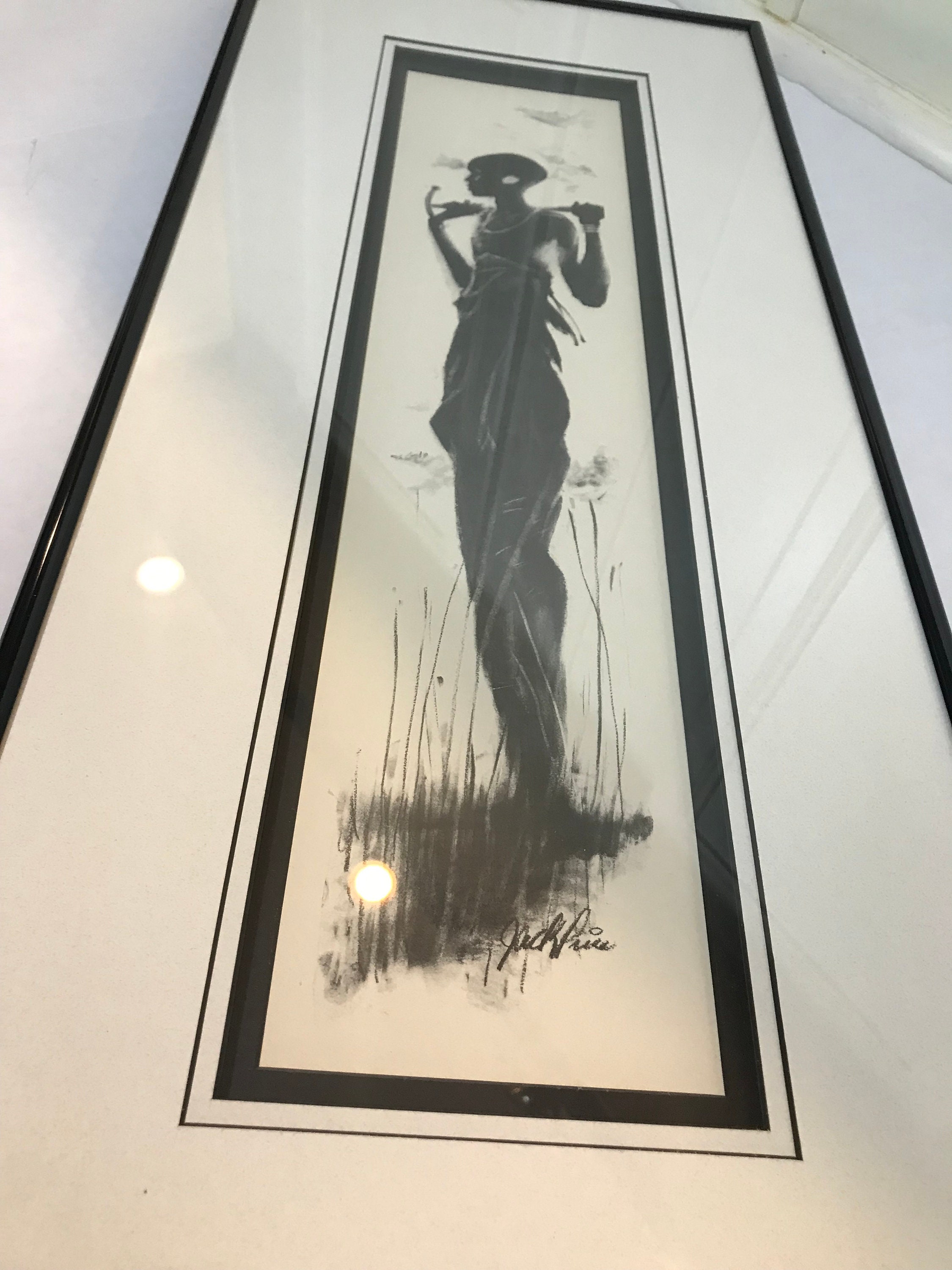 Vintage Jack Price Signed Art, Black and White Framed Wall Art